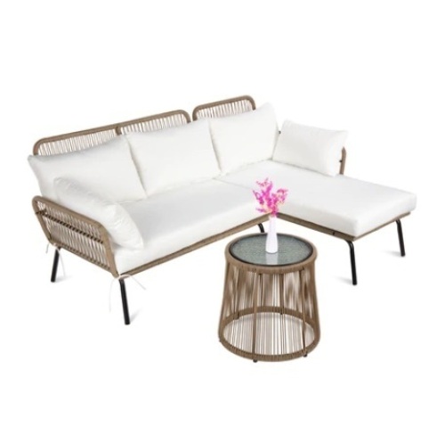 Rope Woven Sectional, White - Lot 672