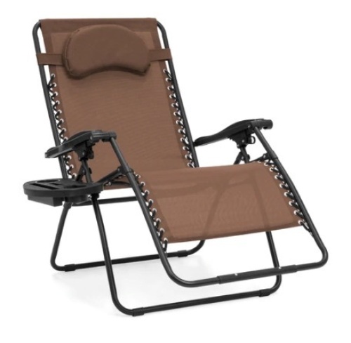 Oversized Reclining Zero Gravity Chair Lounger, Brown - Lot 677