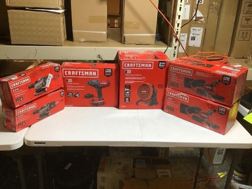Lot of Craftsman Tools Including Angle Grinders, Impact Wrench, Cordless Fan, and Belt Sanders - Appear New - Lot 88