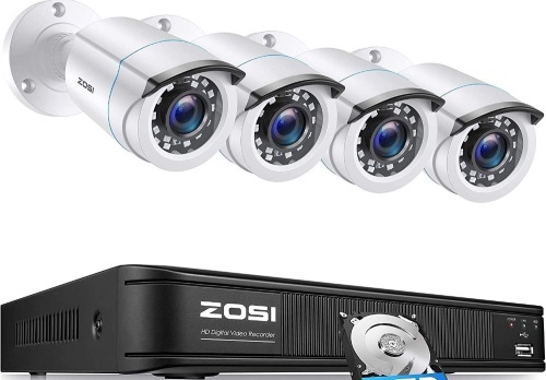 ZOSI Home Security System 8 CH H.264 0TB HDD DVR 1080P with 4 Bullet Cameras - New - Lot 98