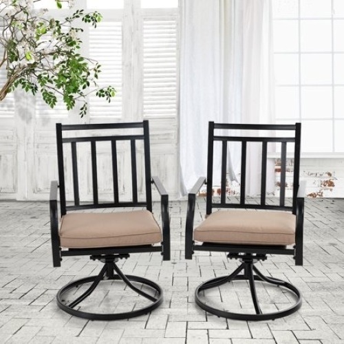 MF Studio Outdoor Patio Swivel Chairs with Beige Cushion, Set of 2 - Appears New  - Lot 109