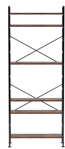 CosyStar 6-Tier Rustic Wood and Metal Standing Bookshelf - Appears New   - Lot 141
