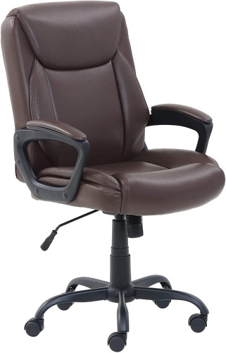 Amazon Basics Classic Puresoft PU-Padded Mid-Back Office Chair with Armrest, Brown - Appears New - Lot 275