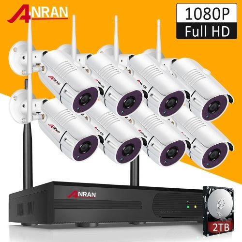 ANRAN 8CH 1080P Wireless Outdoor Security Camera System P2P NVR with 2TB HDD APP. New - Lot 286