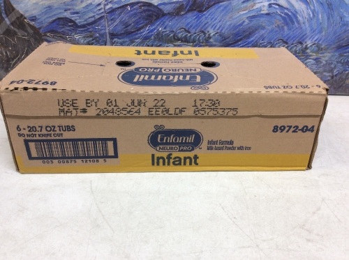 Case of Enfamil Neuro Pro Infant Formula, 6-20.7 Oz Tubs - New/Unopened - Lot 290