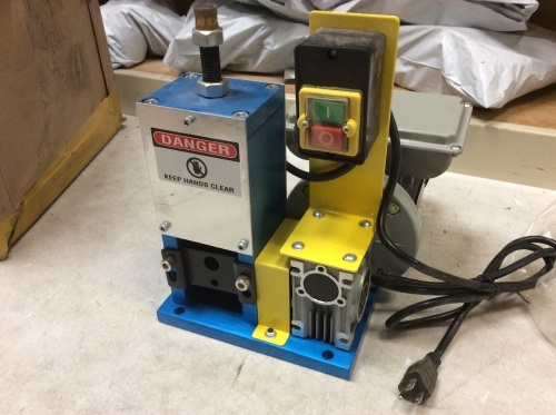Portable Powered Electric Wire Stripping Machine 1/4hp - Powers Up, not tested further, Height Adjustment Handle is Broken  - Lot 383