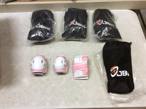 Lot of (4) JBM Childrens Knee, Elbow & Wrist Pads, Pink/White - New - Lot 390