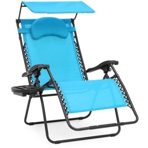 Oversized Zero Gravity Chair w/ Folding Canopy Shade, Cup Holder. Appears New - Lot 522