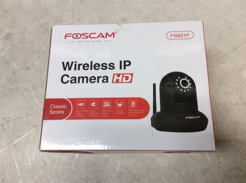 Foscam FI9821P HD 720P WiFi Security IP Camera with iOS/Android App, Pan, Tilt, Zoom, Two-Way Audio, Night Vision up to 26ft, Black - Appears New   - Lot 528