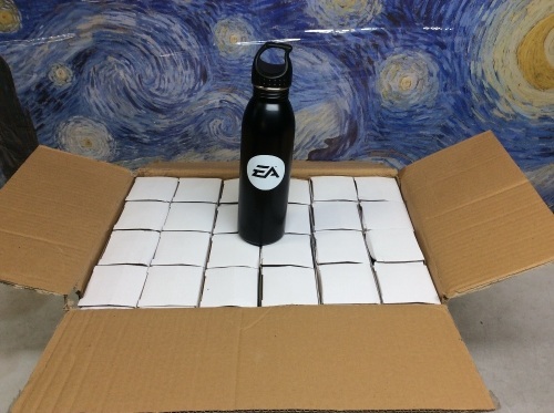Case of (24) h2go Solus EA Logo 24 oz Stainless Steel Water Bottles - New - Lot 564