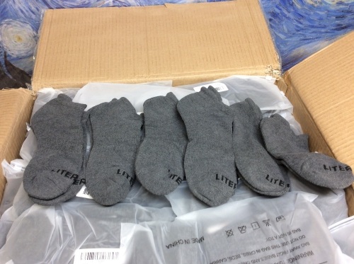 Case of Literra Mens Low Cut Athletic Cushioned Socks, 6 Pack, Grey - New - Lot 575