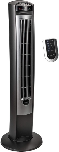 Lasko Wind Curve 42" Oscillating Tower Fan with Nighttime Setting, Timer and Remote Control, T42951- E-Comm Return, Appears New   - Lot 596