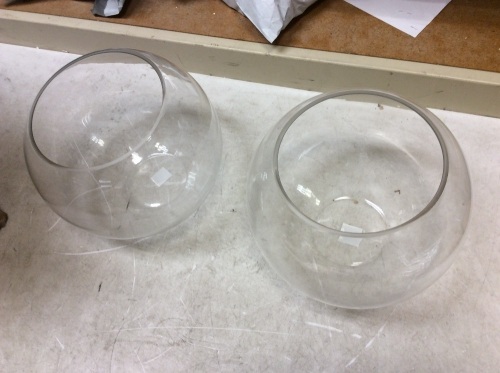 Set of 2 Bubble Bowl Glass Vases, 12" x 10" - New - Lot 597