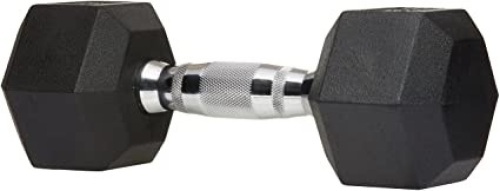 Lot of (2) Amazon Basics 15 lb Rubber Encased Hex Dumbbell Hand Weights - Appear New  - Lot 607