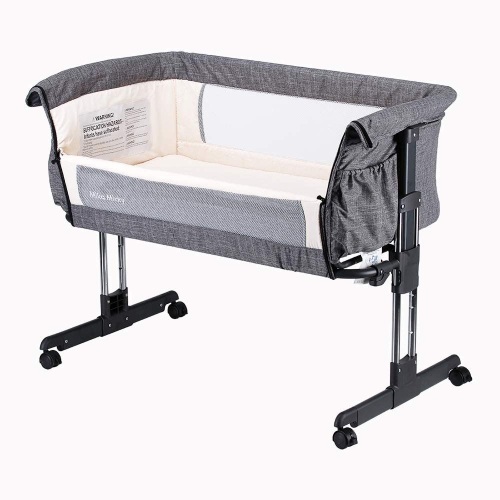 Mika Micky Bedside Sleeper Crib Easy Folding Portable Crib, Grey - Appears New  - Lot 628