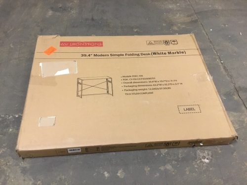Modern Simple Folding Desk 39.4" White Marble - Appears New  - Lot 778