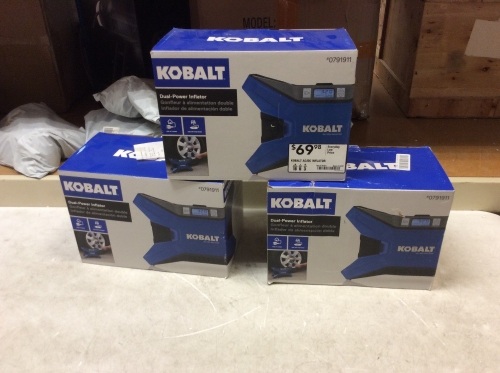 Lot of (3) Kobalt 120-Volt Function Air Inflators - Unknown Condition  - Lot 785