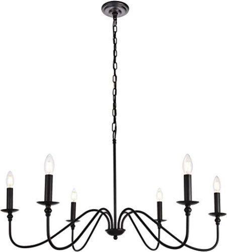 Elegant Lighting Rohan Collection 6 Light Chandelier in Matte Black Finish 36"D x 19"H - Appears New   - Lot 833