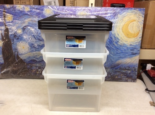 Lot of (3) Sterilite Stackable File Boxes - Appear New - Lot 844