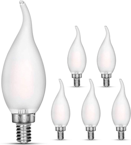 Dimmable LED Candelabra Bulb 40W Candle Flame Tip Chandelier Bulbs, Pack of 6 - Appears New  - Lot 869