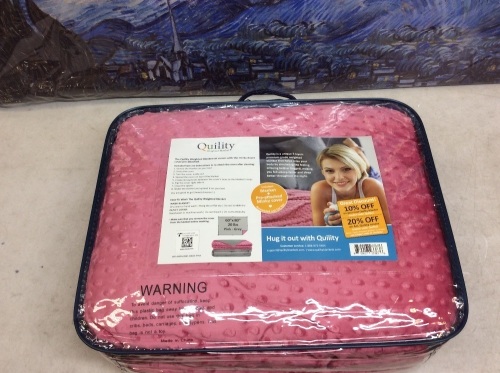 Quility 20 lb Weighted Blanket, 60" x 80", Pink/Grey - New - Lot 879