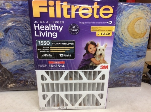 Filtrete Slim Fit 16 x 25 x 4 Ultra Allergen Deep Pleat Air Filters, 2-Pack - Appears New  - Lot 1018