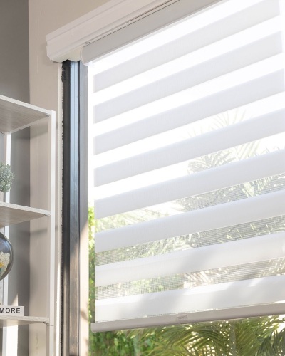 Lot of (2) CHICOLOGY Everyday Cordless Zebra Shades, Basic Arctic, 31" x 72" - Appears New - Lot 1080