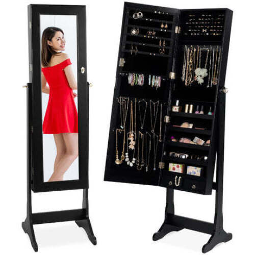 Full Length Standing Jewelry Mirror Armoire w/ Velvet Interior" - Lot 512