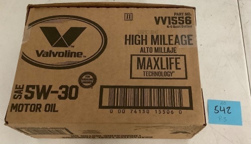 Case of (6) 1 QT. Valvoline 5W-30 Synthetic Blend High Mileage Motor Oil  - Lot 542
