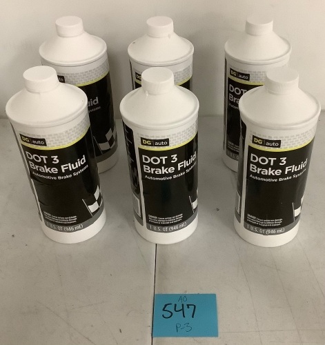 Case of (6) 1 QT. DG Auto DOT 3 Brake Fluid - Lot 547
