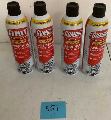Case of (4) 14-oz. Gumout Jet Spray Carb/Choke & Parts Cleaner - Lot 551