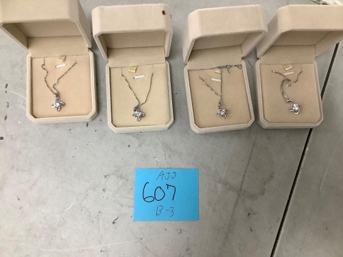 Lot of (4) Silver Heart Pendant Necklaces - Lot 607