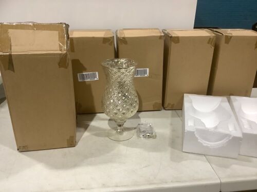 Lot of (6) 12" Illuminated Mercury Glass Curved Hurricane - Lot 302