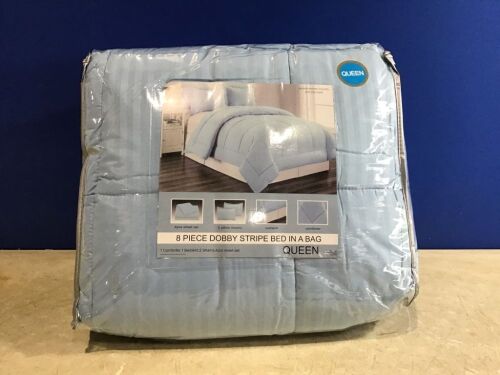 8 Piece Dobby Stripe Bed in a Bag, Queen  - Lot 781