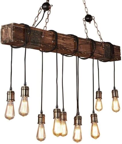Industrial Wood Pendant Light Fixture  - Lot 783