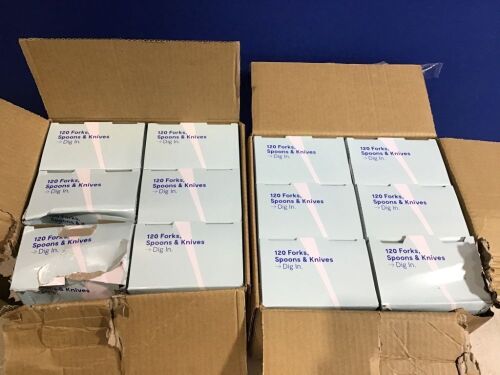 Lot of (2) Cases of (6) Plastic Forks, Spoons, Knives, 120 ct  - Lot 818
