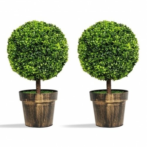 2 Piece 24" Artificial Boxwood Topiary Ball Tree  - Lot 873