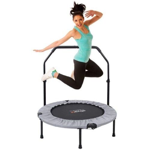 ATIVAFIT 40" Foldable Trampoline Mini Exercise Rebounder with Adjustable Foam Handle  - Lot 1003