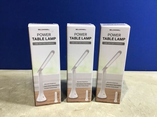 Lot of (3) USB/Battery Powered Small Table Lamps  - Lot 1039