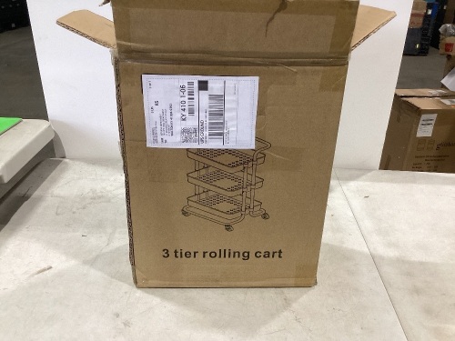 3-Tier Black Rolling Cart - Lot 1047