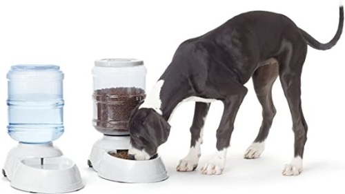 Amazon Basics Gravity Pet Food Feeder and Water Dispenser Bundle, Large (2.5-Gallon Capacity)   - Lot 1202