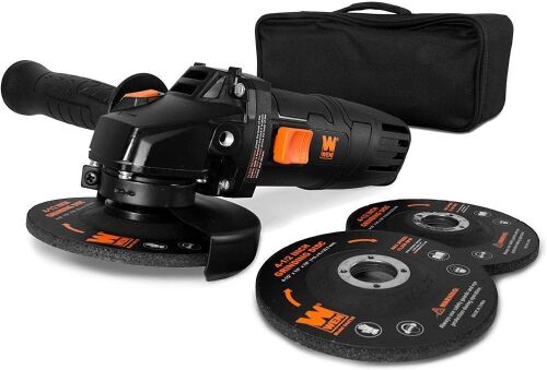WEN 94475 7.5-Amp 4-1/2-Inch Angle Grinder with Reversible Handle, Three Grinding Discs, and Carrying Case - Lot 327