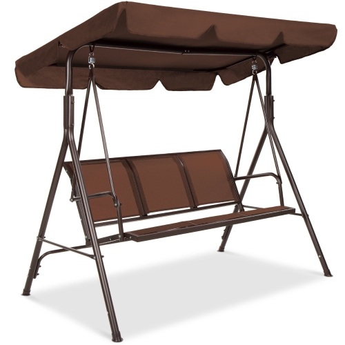3-Seater Outdoor Canopy Swing Glider Bench w/ Textilene Fabric, Steel Frame  - Lot 515