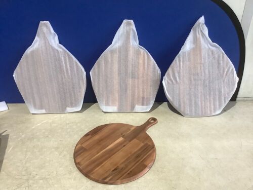 Lot of (4) Round Wood Paddle Serving Boards - Lot 174
