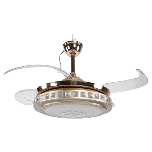 Ceiling Fan with Remote Control and 3-Color LED Light, Retractable Blades  - Lot 95
