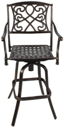 Outdoor Cast Aluminum Swivel Bar stool Patio Furniture Antique Copper Design   - Lot 495