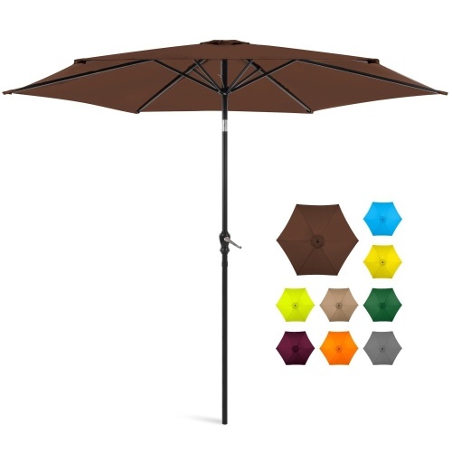 Outdoor Steel Market Patio Umbrella Decoration w/ Tilt, Crank Lift - 10ft  - Lot 944