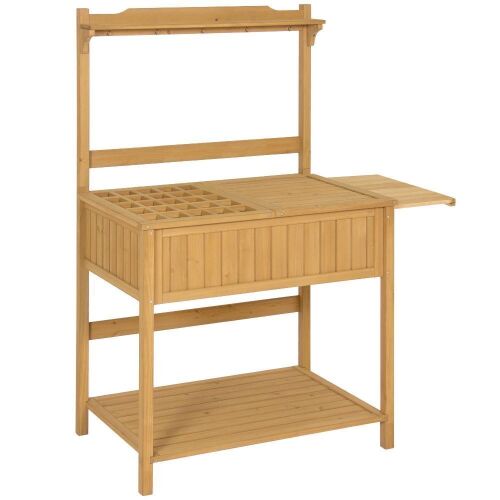 Outdoor Garden Wooden Recessed Storage Potting Bench Work Station - Lot 98