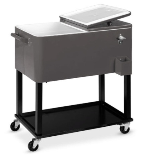 Portable Rolling Cooler Cart w/ Bottle Opener, Catch Tray - 80qt  - Lot 228