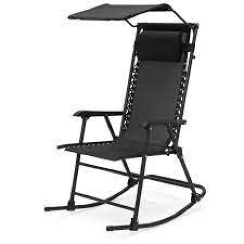  Foldable Zero Gravity Rocking Patio Chair w/ Sunshade Canopy - Lot 598